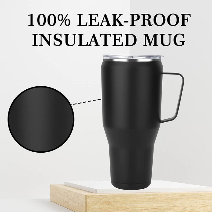 40Oz Insulated Tumbler with Handle,Stainless Steel Vacuum Mug with Lid and Straw,Maintains Cold and Heat for Hours,Sweat Proof/Leak Proof/Dishwasher Safe,Car Holder Cups-Green&Pink