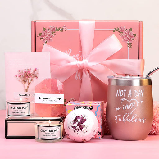 Birthday Gifts for Women-Relaxing Spa Gift Box Basket for Her Mom Sister Best Friend Unique Happy Birthday Bath Set Gift Ideas - Valentines Day Gifts for Her for Girlfriend Self Care Gifts for Women