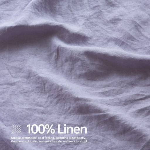 Simple&Opulence 100% Linen Sheet Set Solid Color-4 Pcs Washed French Linen Bed Sheets(1 Flat Sheet,1 Fitted Sheet,2 Pillowcases)-Breathable Bedding Set (Queen, Lilac)