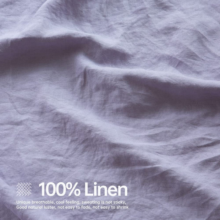 Simple&Opulence 100% Linen Sheet Set Solid Color-4 Pcs Washed French Linen Bed Sheets(1 Flat Sheet,1 Fitted Sheet,2 Pillowcases)-Breathable Bedding Set (Queen, Lilac)