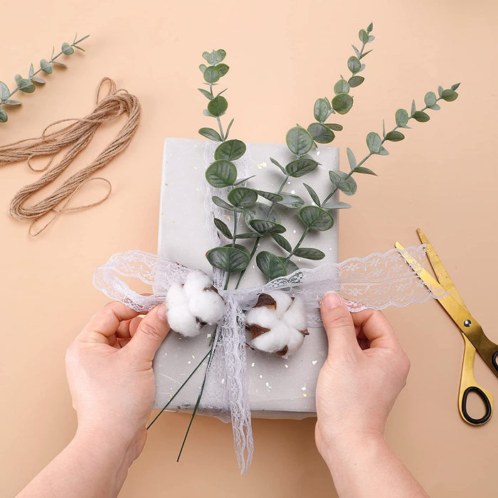 24Pcs Eucalyptus Stems Decor Artificial Eucalyptus Leaves Faux Greenery Branches for Wedding Centerpiece Flower Floral Arrangement Farmhouse Home Decoration