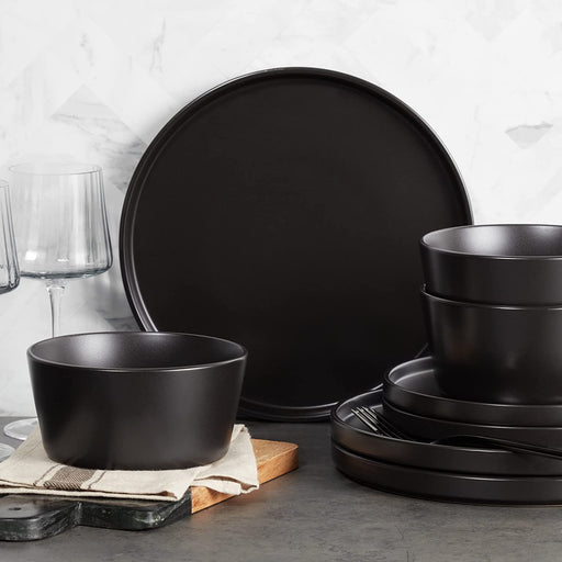 Coupe Dinnerware Set, Service for 8, Black Matte, 32 Piece