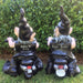 Homestyles "Biker Dude & Babe" the Biker Gnome in Leather Motorcycle Gear Riding Black and White Hogs Large Outdoor Garden Statue 12"H