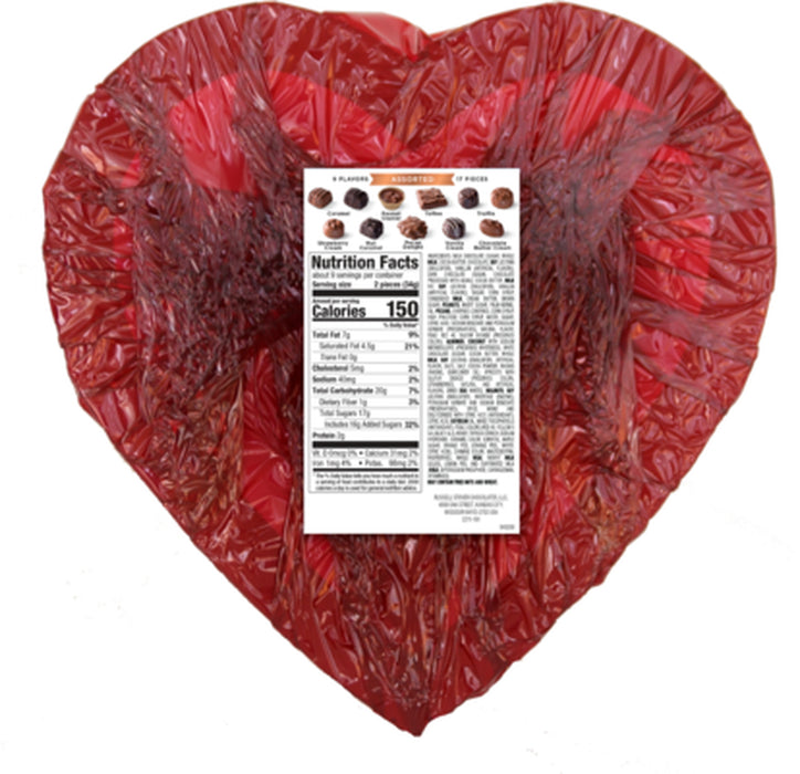Russell Stover Valentine'S Day Red Foil Heart Assorted Milk & Dark Chocolate Gift Box, 10 Oz. (≈ 17 Pieces)
