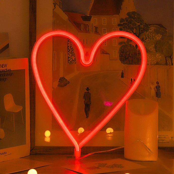 LED Neon Light Decorative Rechargeable Romantic Confession Love Heart LED Modeling Neon Light for Valentine'S Day(Warm White)