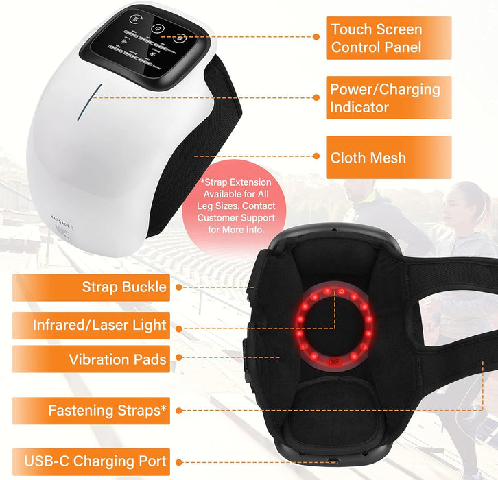 Cordless Knee Massager, FDA Registered, Infrared Heat and Vibration Knee Pain Relief for Swelling Stiff Joints, Stretched Ligament and Muscles Injuries, August 2022 Longer Knee Straps