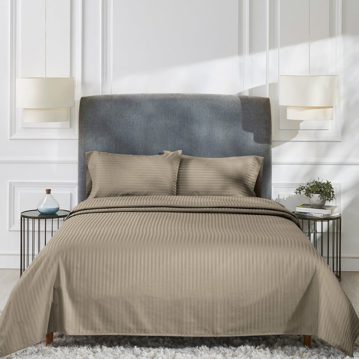 - Soft 100% Cotton Sheets, Full Size Sheet Sets, 4 Pc Set, 400 Thread Count Sateen Bedding, Deep Pocket Sheets, Cooling Sheets, Full Sheets, Stripe Bed Set (Stripe - Beige)