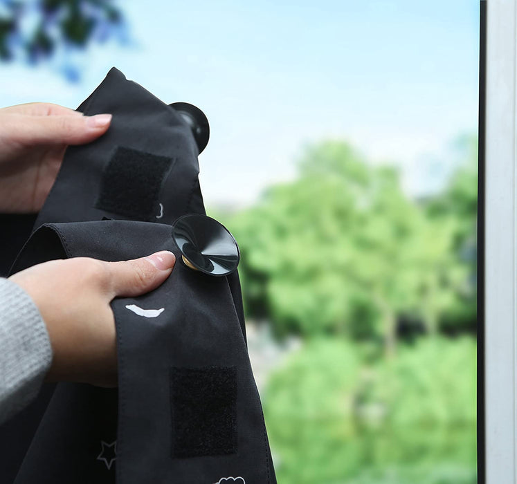 Portable Window Blackout Curtain Shade with Suction Cups for Travel, Kids, and Baby Nursery - 50" X 78", Moon & Stars - 1-Pack