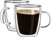 Double Wall Glass Coffee Mugs, (4-Pcak) 16 Ounces-Clear Glass Coffee Cups with Handle,Insulated Coffee Glass,Cappuccino Cups,Tea Cups,Latte Cups,Beverage Glasses Heat Resistant
