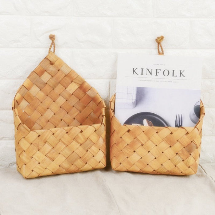 Clearance!!!Storage Basket Wall Mount Natural Woven for Flowers&Plant& Essentials Boho Wall Organizer Basket for Baby Nursery, Key, Sunglasses, Wallet on Door