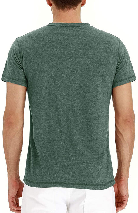 Mens Fashion Casual Front Placket Basic Short Sleeve Henley T-Shirts