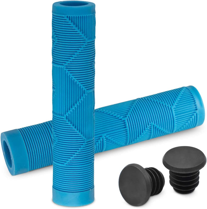 MTB BMX Scooter Grips - Handlebar Bicycle Grips for Flat Straight Bars like BMX, MTB, Scooter; Rubber Non-Slip Grip to Match Any Bike or Scooter