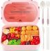 Bento Lunch Box for Kids and Adults with 3 Compartment Leak Proof Lunch Boxes for Men Women Food Containers with Spoon Fork Knife Chopsticks - 1400 ML (Blue)