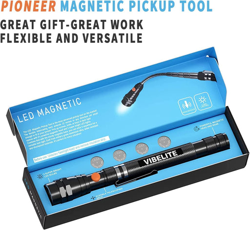 Extendable Magnetic Flashlight with Telescoping Magnet Pickup Tool-Cool Gadgets Gifts Idea & Christmas Stocking Stuffers for Men, Husband,Dad,Father,Mechanic,Tech,Handyman,Him Women