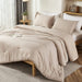Khaki Comforter Set Full Size, 3 Pieces Farmhouse Solid Bedding Set & Collections, Taupe Bed Set (79X90In Comforter & 2 Pillowcases)