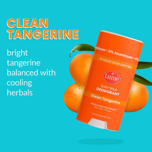 Solid Deodorant Stick - Whole Body Deodorant - Aluminum-Free, Baking Soda-Free, Hypoallergenic, Safe for Sensitive Skin - 2.6 Ounce Solid Stick (Clean Tangerine)