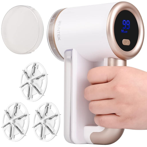 Rechargeable Fabric Shaver, Electric Commercial Lint Remover with LED Display & Big Trash Box, 3-Speeds for Removing Fuzz and Pill from Clothes, Furniture, Sweater, Couch and Blanket, White