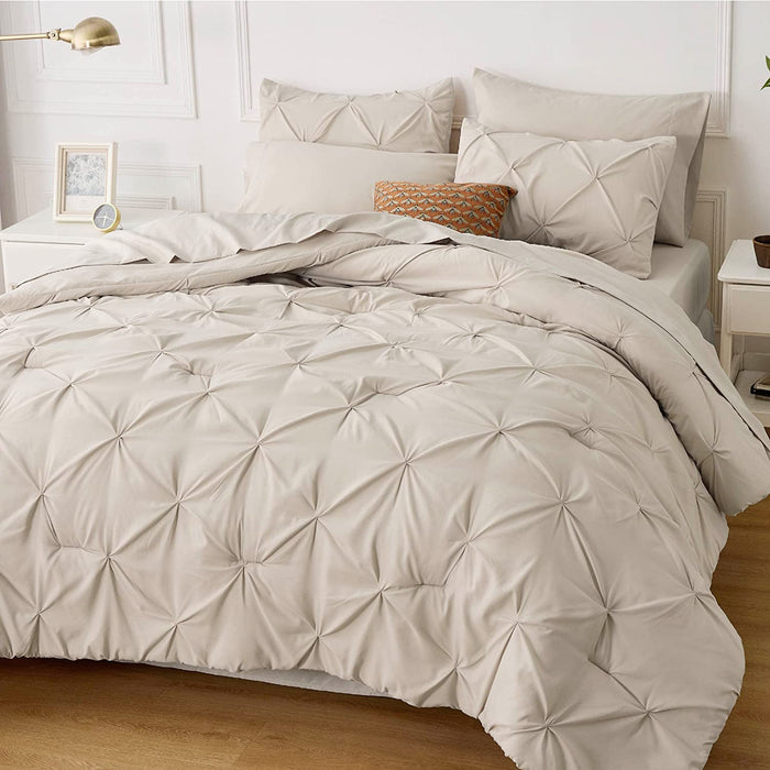 Bedsure Full Size Comforter Sets - Bedding Sets Full 7 Pieces, Bed in a Bag Beige Bed Sets with Comforters, Sheets, Pillowcases & Shams,Adult & Kids Bedding