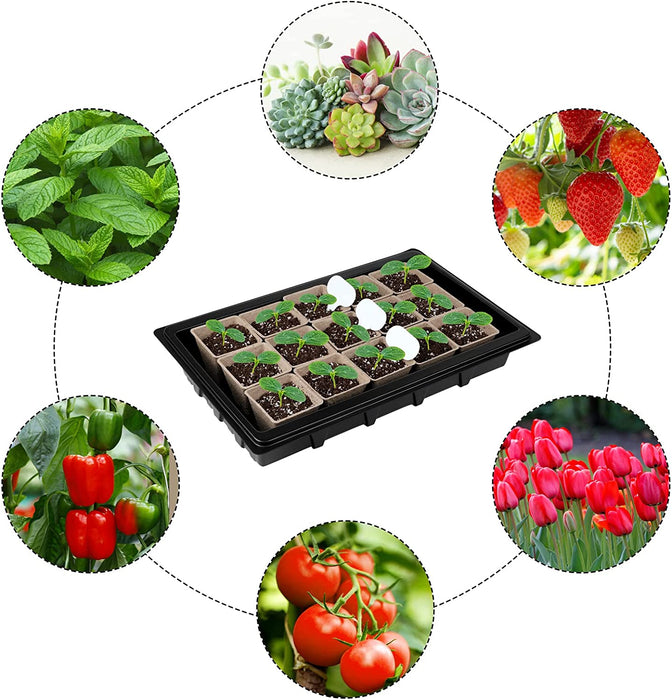 247 Pack Seed Starter Kit Including Peat Pots for Seedlings Seed Starter Tray with Plant Labels, Tool, Plastic Growing Trays Germination Tray Paper Seedling Cups for Indoor Outdoor Garden