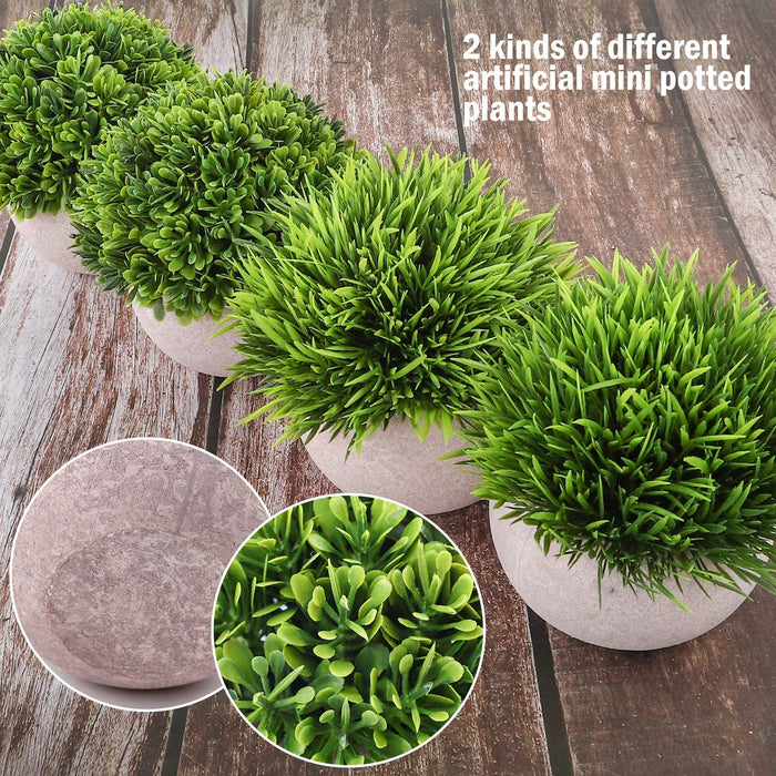 4 Packs Artificial Potted Plants Bathroom Fake Shelf Plant Office Table Decor Mini Green Faux Topiary Kitchen Cabinet Farmhouse Decorations