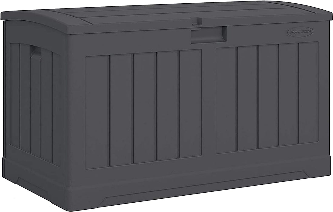 50-Gallon Outdoor Resin Patio Deck Storage Box with Seat, Peppercorn