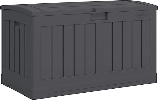 50-Gallon Outdoor Resin Patio Deck Storage Box with Seat, Peppercorn