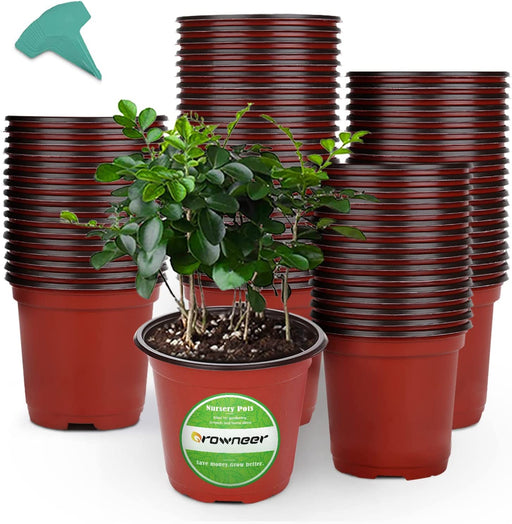 120 Packs 4 Inches Plastic Plant Nursery Pots with 15 Pcs Plant Labels, Seed Starting Pot Flower Plant Container for Succulents, Seedlings, Cuttings, Transplanting