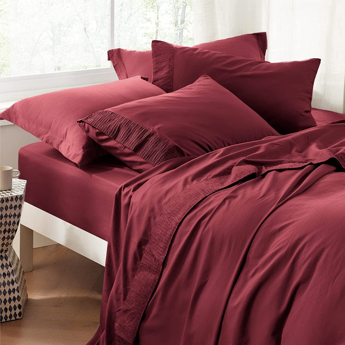 Full Size Sheets Set Burgundy - Soft 1800 Bedding Microfiber Sheets Full Size Bed, 4 Pieces Full Bed Sheets