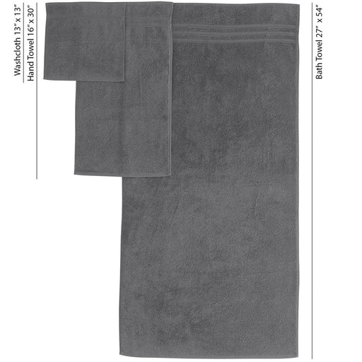 Grey 6 Pack Bath Linen Sets for Bathroom Original Turkish Cotton Soft, Absorbent and Premium 2 Bath , 2 Hand , 2 Washcloths