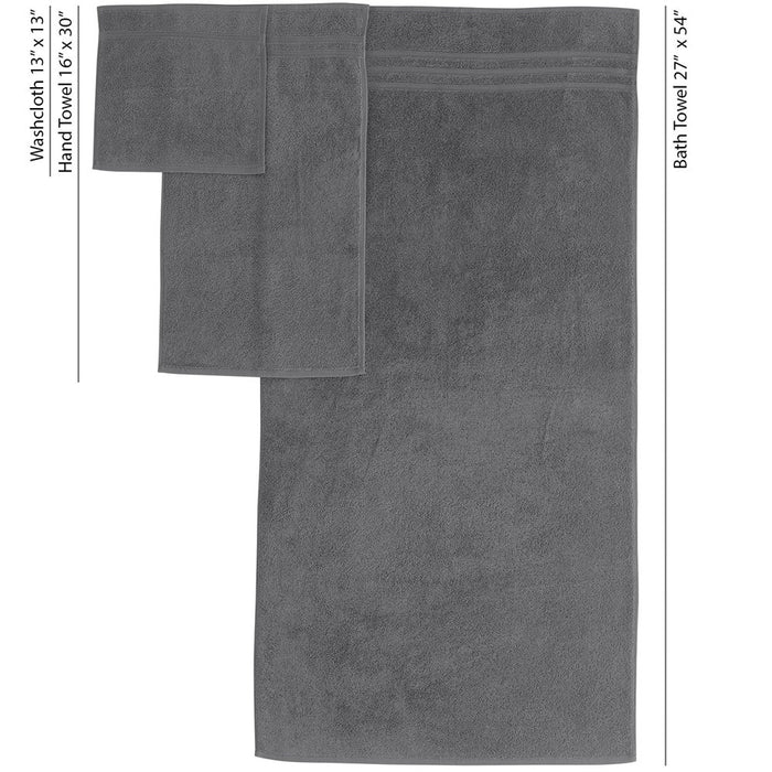Grey 6 Pack Bath Linen Sets for Bathroom Original Turkish Cotton Soft, Absorbent and Premium 2 Bath , 2 Hand , 2 Washcloths