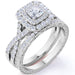 1.25 Ct - Square Moissanite - Double Halo - Twisted Band - Vintage Inspired - Pave - Wedding Ring Set in 18K White Gold over Silver