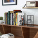 Book Ends Heavy Duty, Decorative Black Bookends for Shelves, Window Lattice Design
