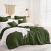 Bedding Comforter Set Queen Size, 7 Piece Boho Microfiber Bed in a Bag - Soft & Lightweight All Season Farmhouse down Alternative Comforter with Sheets for Women Men, Solid Dark Olive Green
