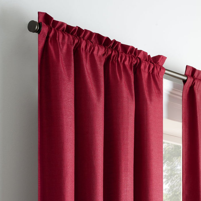 Eclipse Samara Solid Color Blackout Rod Pocket Single Curtain Panel, Chili Red, 42 X 54