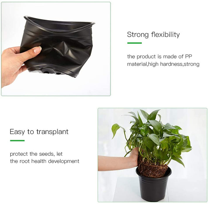 100-Pack 0.5 Gallon Plant Nursery Pots, Plastic Pots for Flower Seedling, Flower Plant Container Seed Starting Pot, Come with 100 Pcs Plant Labels