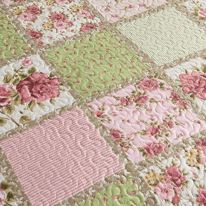 King Quilt Set, 3-Piece Quilt Sets with 2 Pillow Shams - Boho Reversible Soft and Lightweight Quilt Bedding Bedspread Coverlet Set, Garden