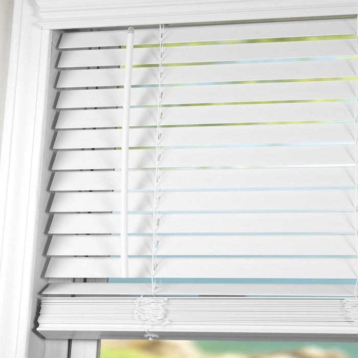 Arlo Blinds 2" Faux Wood Cordless Horizontal Blinds with Crown Valance, 19"W X 60"H, White