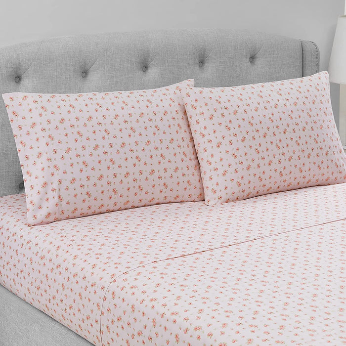 Modern Threads Soft Microfiber Printed Sheets - Luxurious Microfiber Bed Sheets - Includes Flat Sheet, Fitted Sheet with Deep Pockets, & Pillowcases Blush Twin