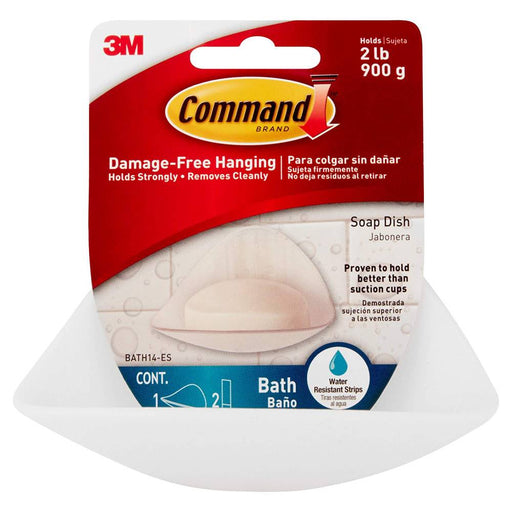 BATH14 Command Soap Dish Bath Adhesive Damage Free Plastic Frosted, 2-Pack