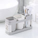 Toothbrush Toothpaste Stand Holder with 2 Cups Bathroom Storage Organizer Plastic White
