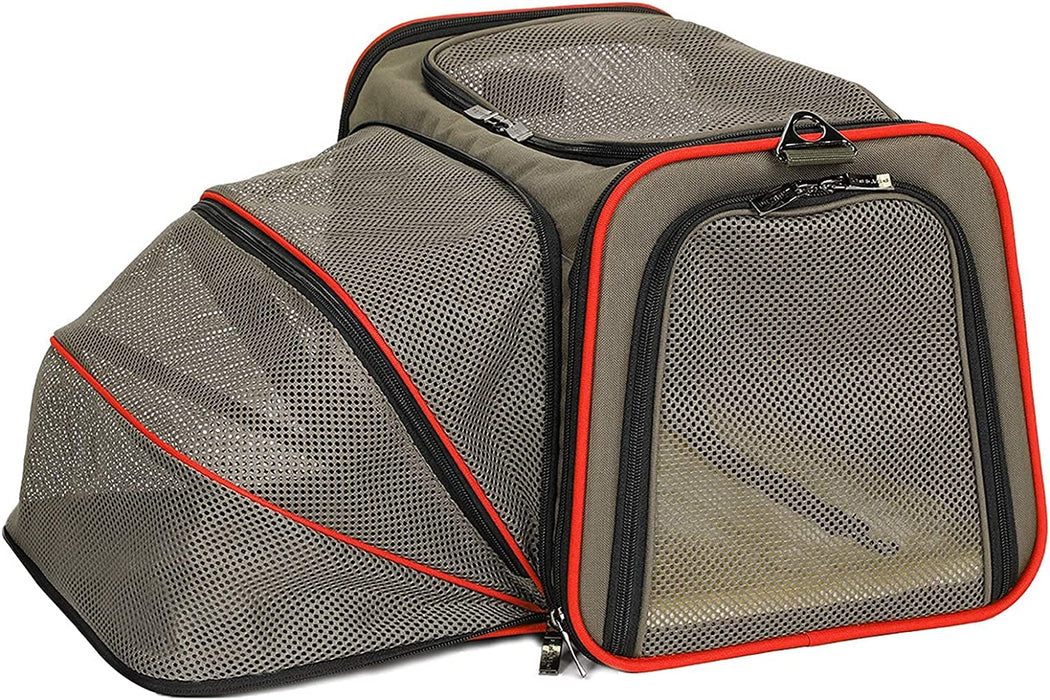 Expandable Cat Carrier Dog Carriers,Airline Approved Soft-Sided Portable Pet Travel Washable Carrier for Kittens,Puppies,Removable Soft Plush Mat and Pockets,Locking Safety Zippers