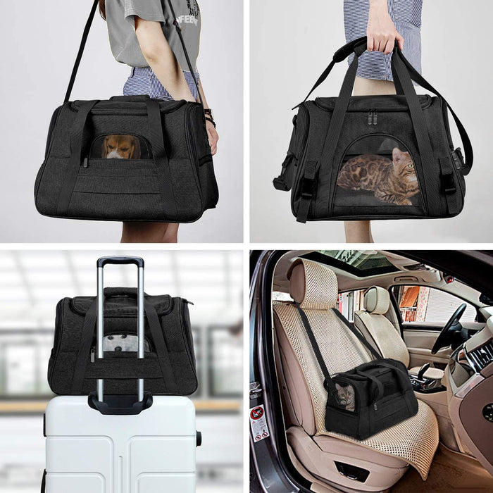 Pet Carrier Airline Approved Pet Carrier Dog Carriers for Small Dogs, Cat Carriers for Medium Cat Small Cat, Small Pet Carrier Small Dog Carrier Airline Approved Cat Travel Carrier-Black,L