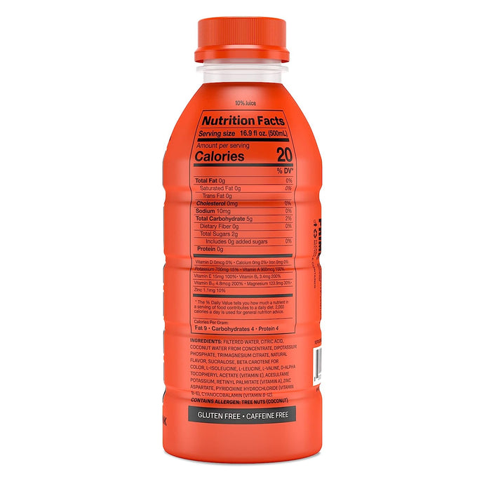 Drink Sports Beverage "ORANGE," Naturally Flavored, 10% Coconut Water, 250Mg Bcaas, B Vitamins, Antioxidants, 835Mg Electrolytes, Only 20 Calories per 16.9 Fl Oz Bottle (Pack of 12)