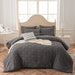 Queen Size Comforter Set Diamond Tufted Design, Lightweight Microfiber Bedding Set, Soft and Fluffy Bed Comforter for All Seasons, Dark Grey