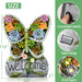 Solar Garden Sculptures & Statues -Succulent Butterfly Resin Craft Garden Statue Outdoor Decor with Solar Powered 8 LED Lights for Garden, Patio, Lawn, Yard, Balcony, Porch’