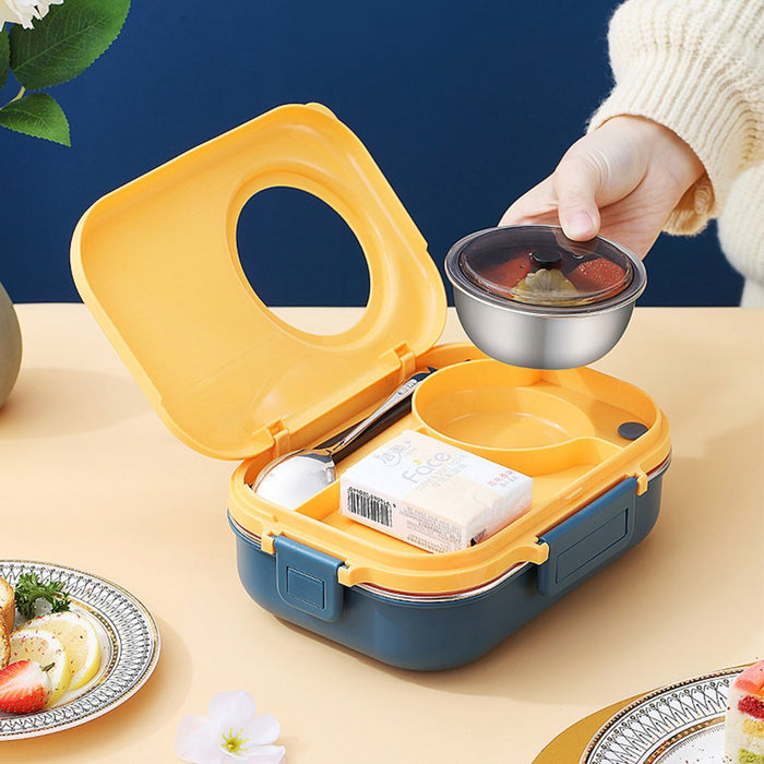 1100Ml Bento Lunch Box Leak-Proof Stackable 2 Layers Lunch Containers with Bowl Reusable Healthy Stainless Steel Food Storage Box Portable Food Box with Spoon Chopsticks