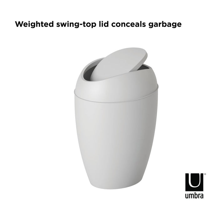 2.4 Gal Twirla Polypropylene Swing-Top Lid Bathroom Trash Can Garbage Can, Grey