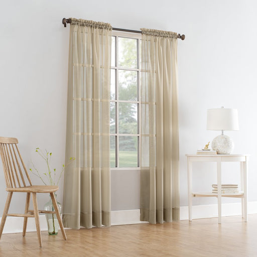 Mainstays Marjorie Sheer Voile Curtain, Single Panel, 59"W X 95"L, Brownstone