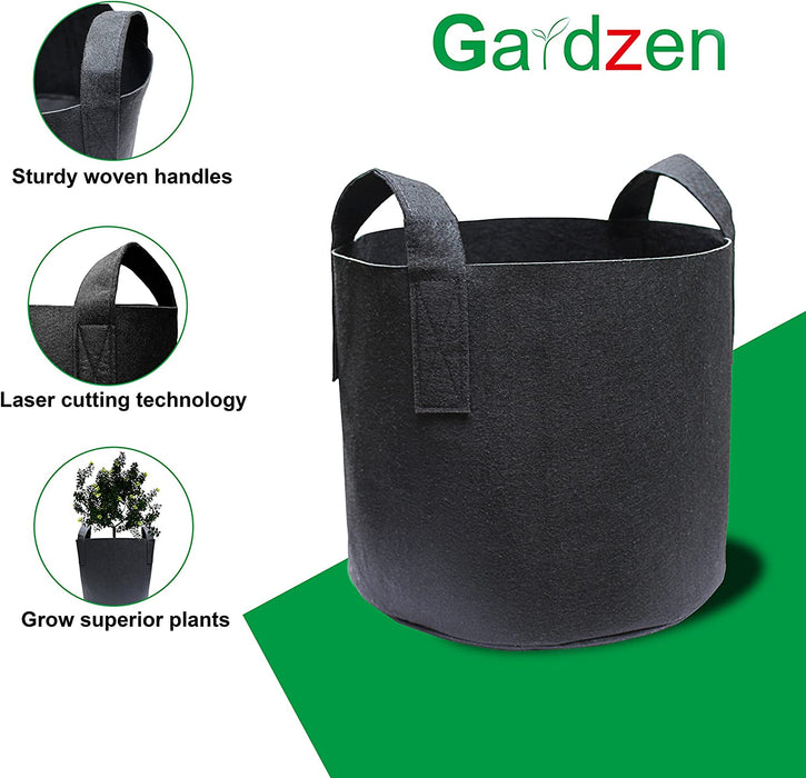 Gardzen 10-Pack 5 Gallon Grow Bags, Aeration Fabric Pots with Handles