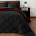 Lightweight Solid Comforter Set (King) with 2 Pillow Shams - 3-Piece Set - Red and Black - down Alternative Reversible Comforter